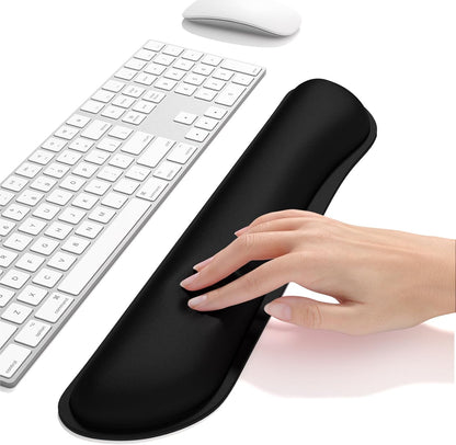 Dapesuom Enlarge Keyboard Wrist Rest, Cute Memory Foam Keyboard Wrist Cushion for Computer Desk Mats Support, Typing Pain Relief Ergonomic Mouse Pad Rests with Non-Slip Base for Gaming, Laptop, Black