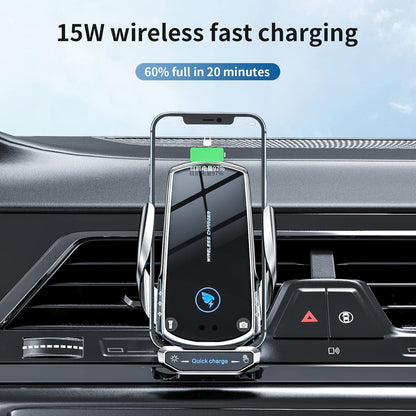 Wireless Car Charger Mount Automotive Electric Induction 15W Fast Charging Auto Clamping Car Phone Holder Mount Wireless Charging Mount Air Vent Phone Holde Compatible with All Android (Blue)
