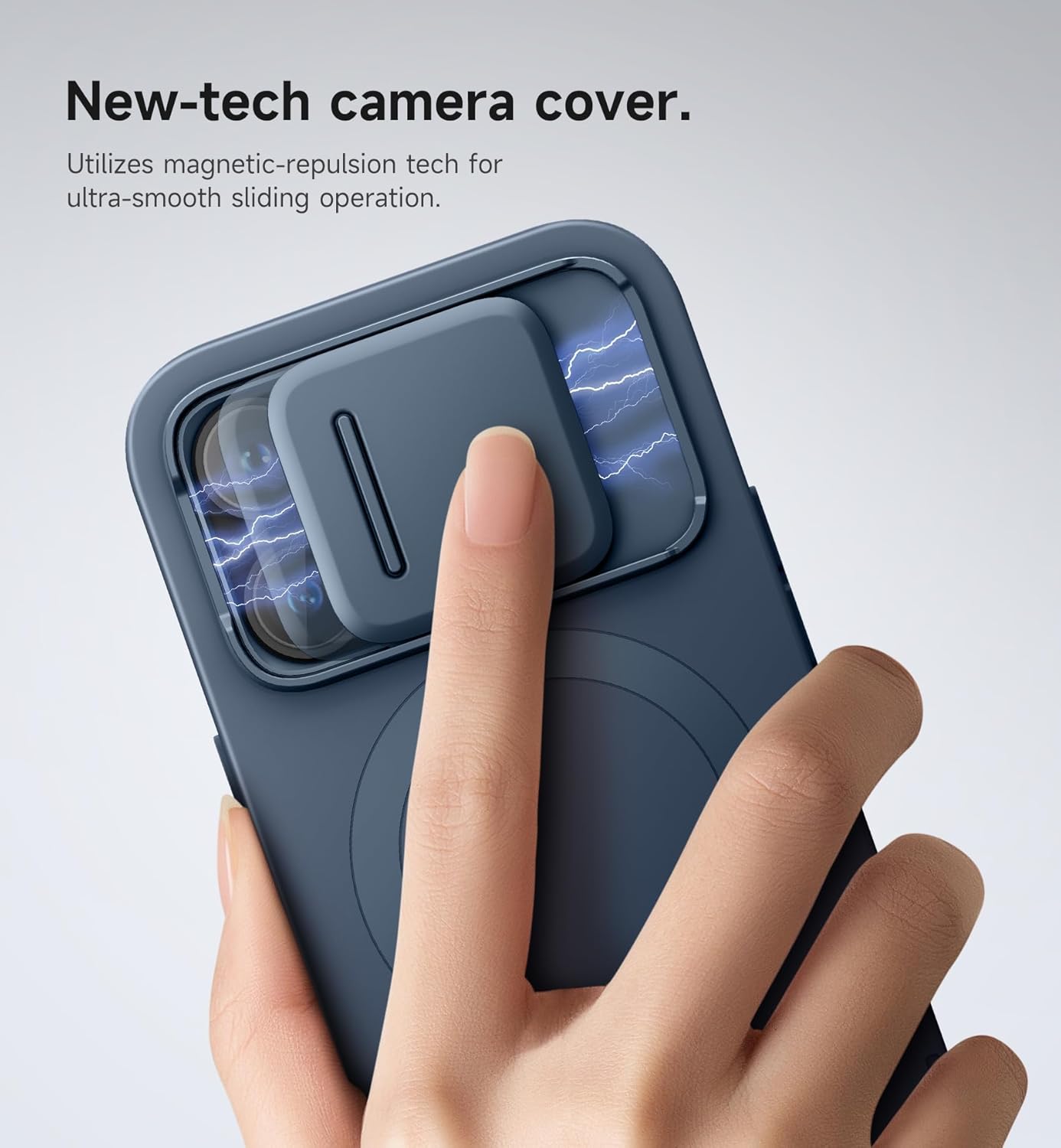 SURITCH for iPhone 14 Pro Case with Magnetic Camera Slide Cover and Adjustable Kickstand, Compatible with MagSafe, Shockproof Bumper Case Slim Protective Cover for iPhone 14 Pro 6.1 Inch, Blue