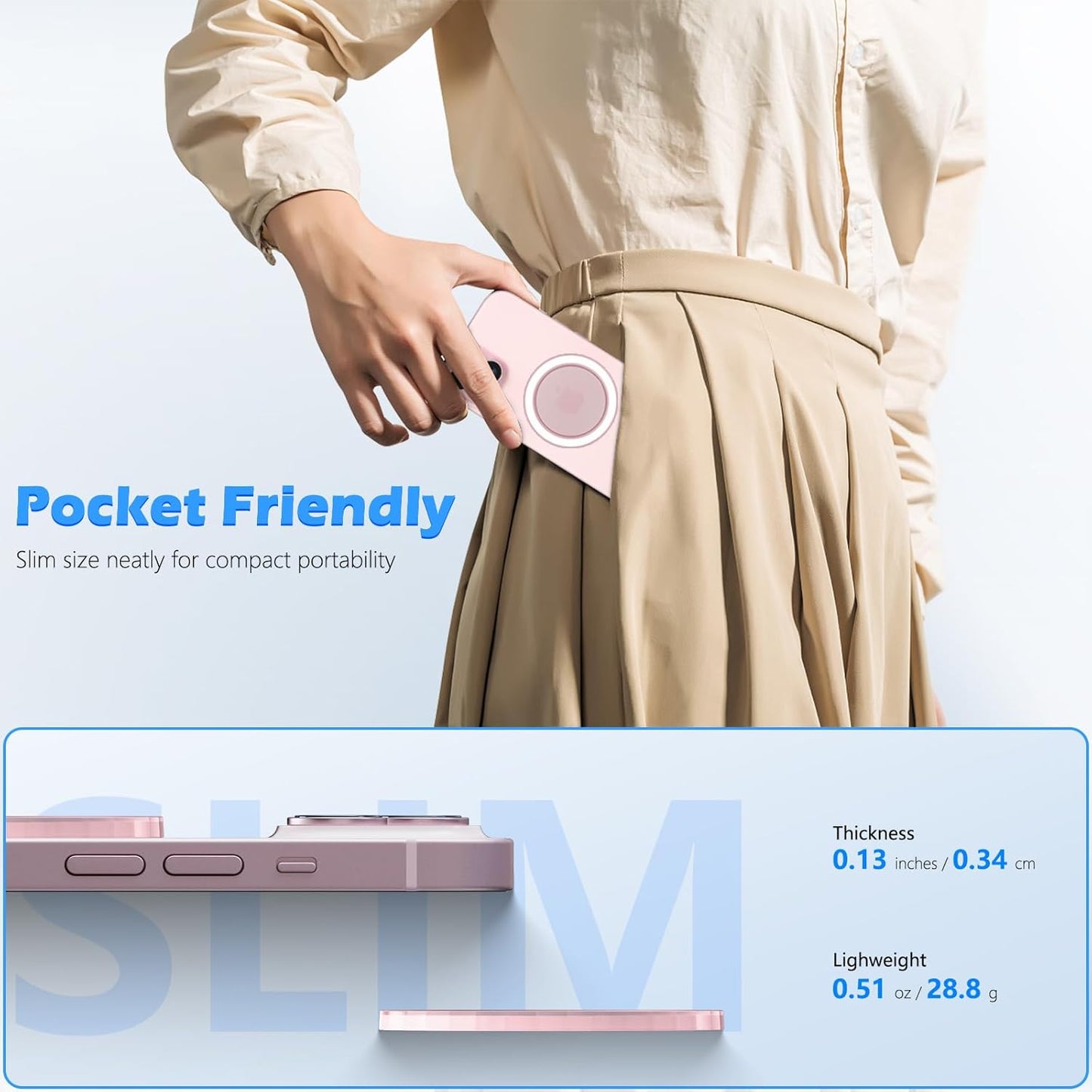 imluckies Magnetic Base Compatible with PopSocket Phone Grips and MagSafe iPhone Series Case, Removable Kindle/Phone Holder Base, Thin & Light Portable Plate, Matte Pink