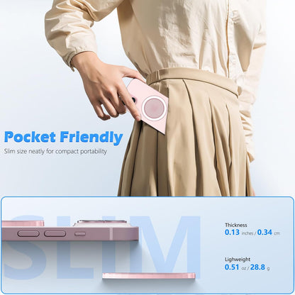 imluckies Magnetic Base Compatible with PopSocket Phone Grips and MagSafe iPhone Series Case, Removable Kindle/Phone Holder Base, Thin & Light Portable Plate, Matte Pink