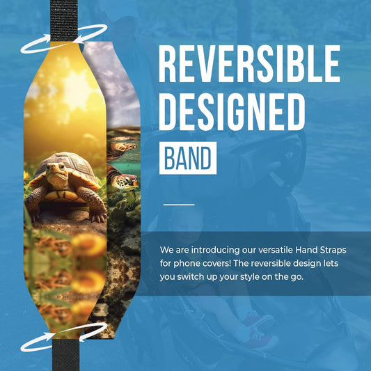 Phone Grip Strap - Pack of 2 Reversible Finger Holder for Phone Back, Customizable Anti-Slip Design, Wireless Charging Compatible Detachable Holder for iPhone - Psychedelic Turtle