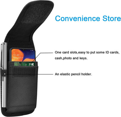 for Samsung Galaxy S25 Ultra S24 S23 S22 S21 S20 FE S10 S9 A03S A20 A50 A51 A16 A15 A14 A10e Holster Nylon Cell Phone Pouch Belt Holder Carrying Case with Clip,Black