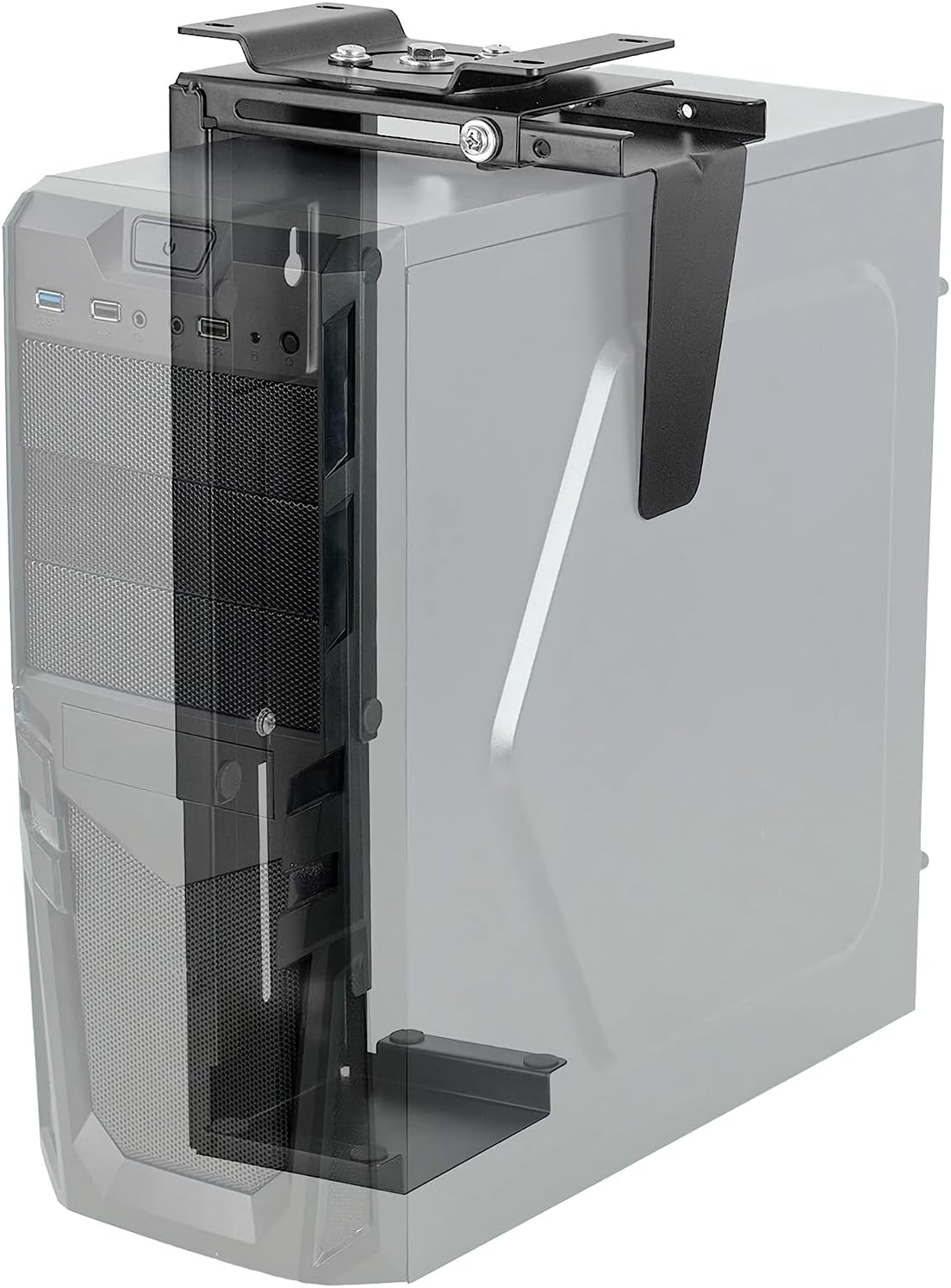 Suptek Adjustable Under Desk and Wall PC Mount,3.74 to 8.26 inch Wide Computer Case CPU Hanger Holder 360 Degree Rotatable Under-Desk PC Hanging Stand Holder Mount (ZJJ001)