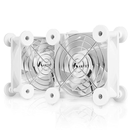 ANEXT, USB Fan, USB Computer Fan, Silent Fans for Receiver DVR PlayStation Xbox Computer, (80mm,White Dual Packs)