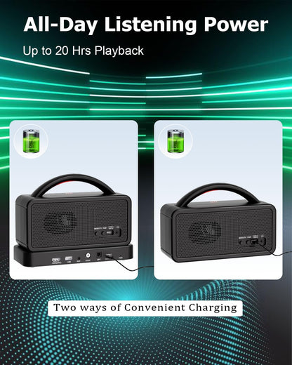 Wireless TV Speaker, Portable TV Audio Amplifier with Voice Clarifying Mode, Home TV Speakers with AUX/Optical/HDMI Input, 20-Hour Playback, Easy Plug & Play