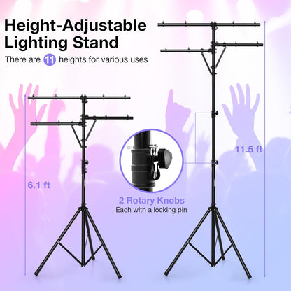 DJ Light Stand, Tripod Lighting Stand with 73""-138"" Adjustable Height, Portable T-bar Light Stand Stage Light Stand for Bar, Party & Banquet, TL35700