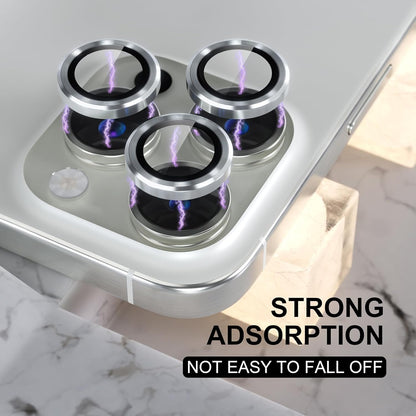 Choiche Compatible for iPhone 16 Pro/iPhone 16 Pro Max Camera Lens Protector, 9H Tempered Glass Camera Cover Screen Protector Metal Ring Decoration Accessories (Silver)