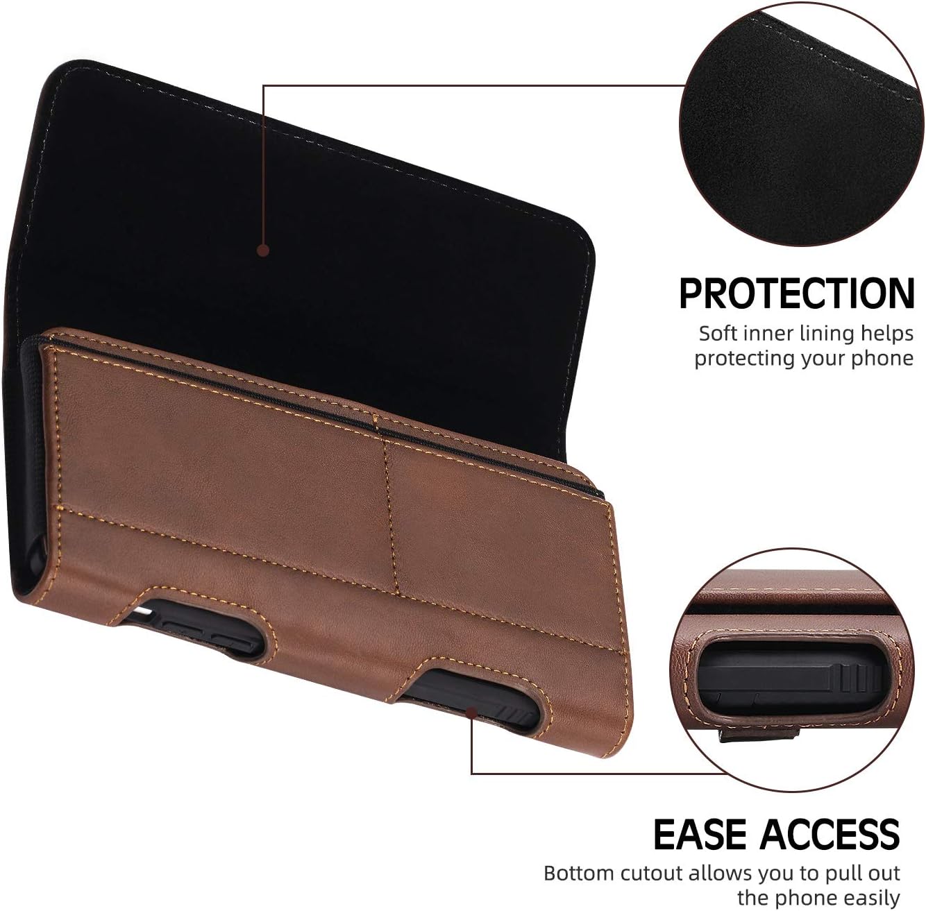 BECPLT Galaxy S24 FE S23 S21 5G Belt Case for Samsung S24+ S23+ S22+ S21+ Leather Pouch Holster With Belt Clip Loops S20 FE S20 Plus S10 S9 S8 (Brown)