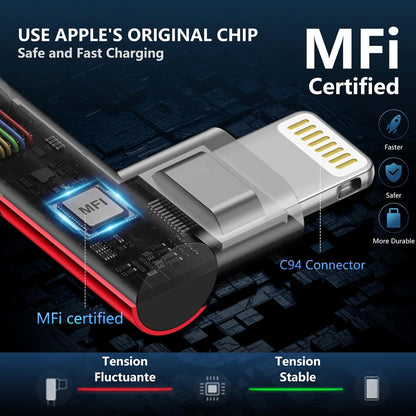 USB C to Lightning Cable 6FT, 90 Degree iPhone Charger Cables [Apple MFi Certified] 3Pack Fast Charging Cord Nylon Braided USB C Lightning Cable Compatible with iPhone 14/13/12/11/Pro Max/Plus/8/7-Red