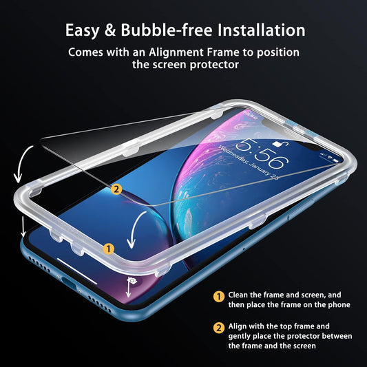 UNBREAKcable Screen Protector for iPhone 11/iPhone XR [2-Pack], Double Shatterproof Tempered Glass [Easy Installation Frame] [9H Hardness] [99.99% HD Clear] [Bubble Free] for iPhone 6.1 Inch