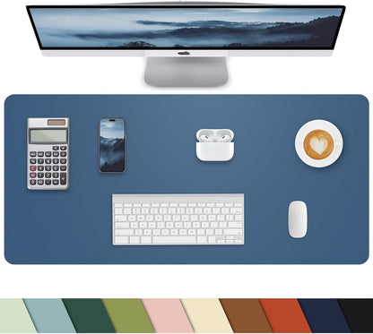PULeather Non-Slip Desk Mat, Large Mouse Pad & Laptop Desk Pad - Waterproof Writing Pad for Office & Home (Grey Blue, 35.4" x 17")
