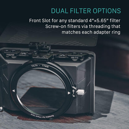 Tilta Mini Matte Box | 15mm Rod Adapter & 4 Lens Adapters | Lightweight | Filter Support | Top Flag | Dual Cold Shoe Mount | Designed for Mirrorless, DSLR | MB-T15