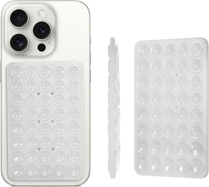 2PACK Silicone Double Sided Suction Phone Case Mount, Detachable Hands Free & Strong Grip Holder for Selfies & Videos, Compatible iPhone Android (2Pack Clear, 40 Suction Cups)