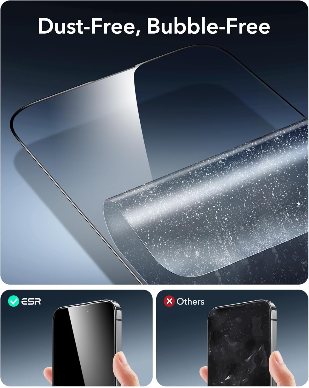 ESR 3 Pack 9H+ Glass for iPhone 14 Pro Max Screen Protector, [Military Grade Shatterproof & Longest Durable] Armorite Ultra-tough Full Coverage Tempered Glass with UltraFit Tray