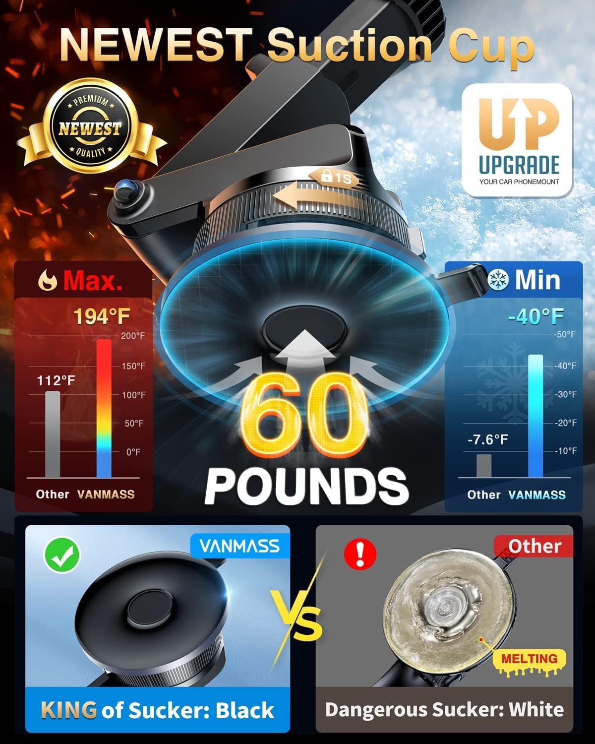 VANMASS [True Military-Grade] Car Phone Holder [Strongest Suction & Clip] Cell Phone Mount for Dashboard Windshield Vent Truck Accessories Cradle Dash Stand for iPhone 15 14 13 12 Android,Green