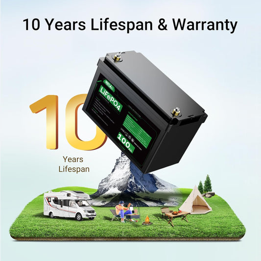 HQST LiFePO4 Battery 100ah Lithium Battery, 12V Lithium Iron Phosphate Battery Deep Cycle Marine Battery, 10 Year Lifetime with Low & High Temp Protection for RV, Trolling Motor, Boat