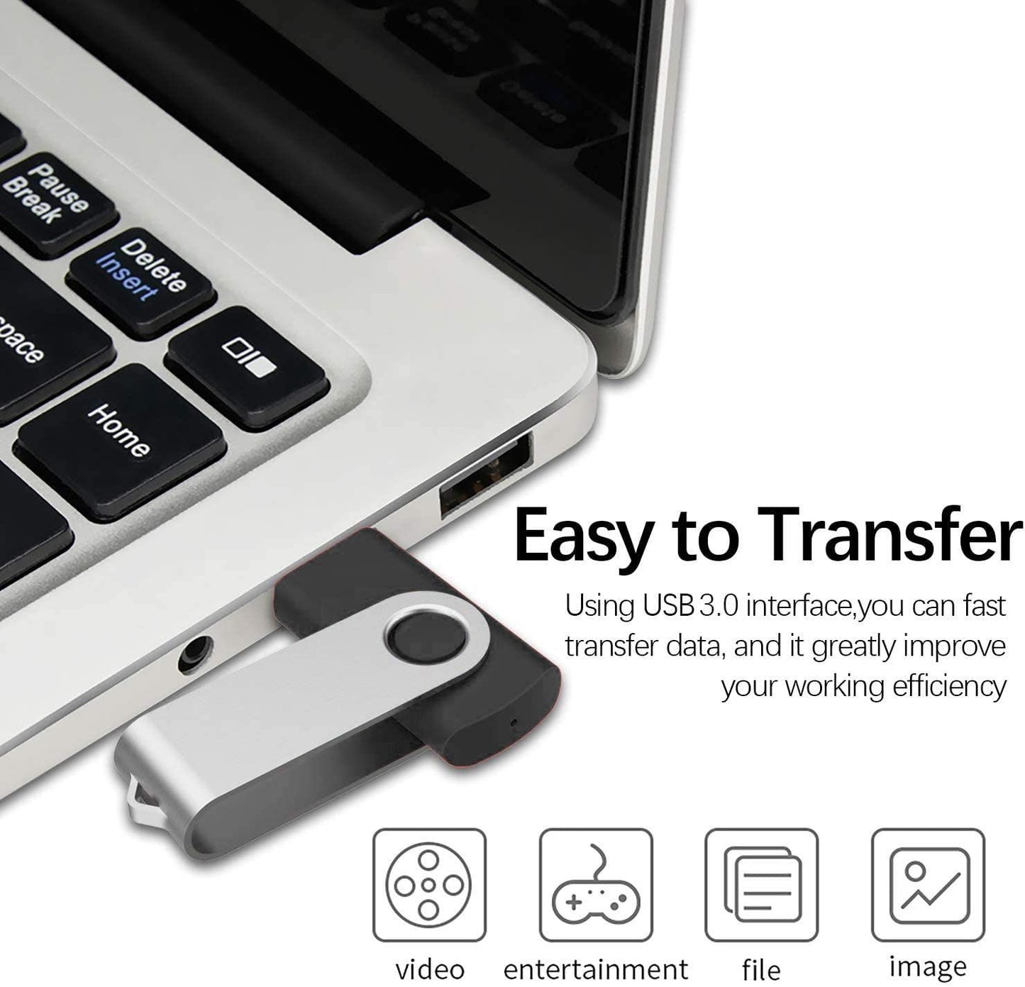 TOPESEL 5 Pack 64GB USB 3.0 Flash Drive Memory Stick Thumb Drives (5 Mixed Colors: Black Blue Green Red Silver)