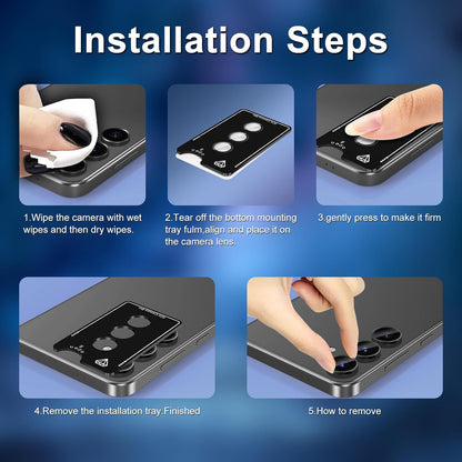 for Samsung Galaxy S24 Plus Camera Lens Protector, Individual Metal Ring Tempered Glass Lens Cover, [Strong Adsorption] Scratch Resistant Ultra-Thin HD Clear Lens Cover, 1 Set-Black