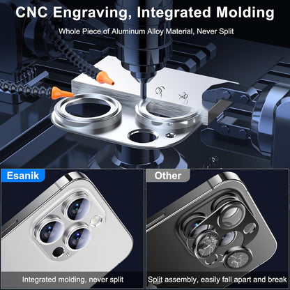 Esanik 2023 Upgrade 2 Pack for iPhone 14 Pro/iPhone 14 Pro Max Camera Lens Protector, Aluminum Alloy Metal matte Case Tempered Glass Camera Screen Cover, Scratch Resistant Case Friendly (Silver)