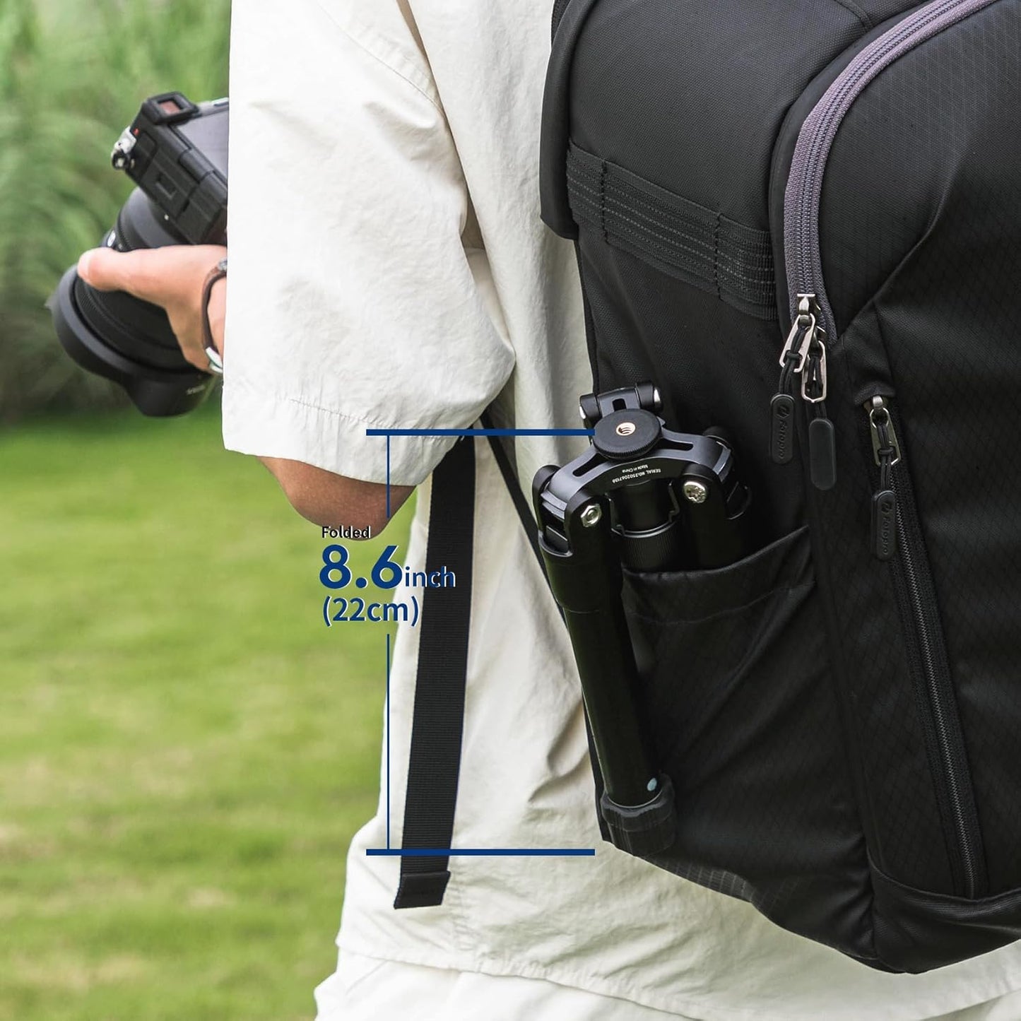 Fotopro Mini Tripod with Ball Head Phone Mount Detachable Selfie Stick Folded only 8.6" Max Load up to 6.6 lbs FY-810 Grey