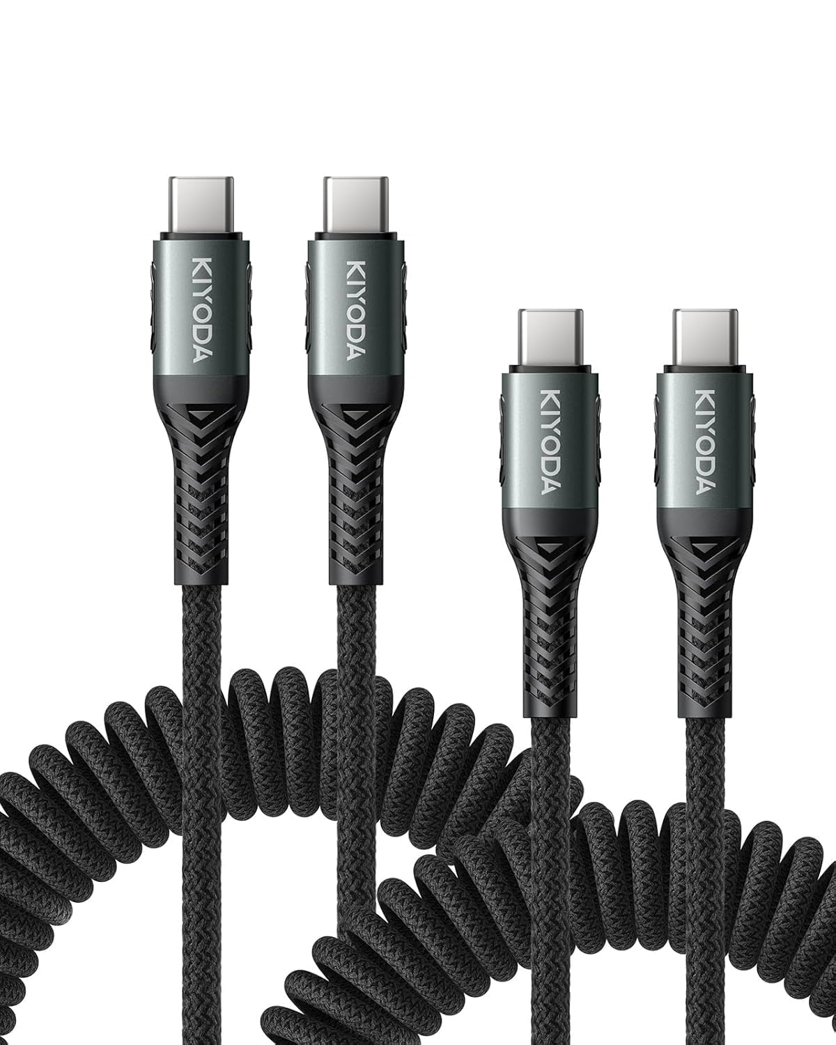 USB C to USB C Cable Coiled 6FT 2Pack, Braided Type C Charger for Car 66W Fast Charging Cord Compatible with iPhone 16 15, iPad, Samsung Galaxy, Google Pixel, Moto, LG, TCL Phones