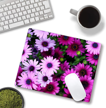 Hoka Fenle Mouse Pad with Flower Design - Purple Floral Square Waterproof Non-Slip Mouse Mat for Women's Laptop & Office