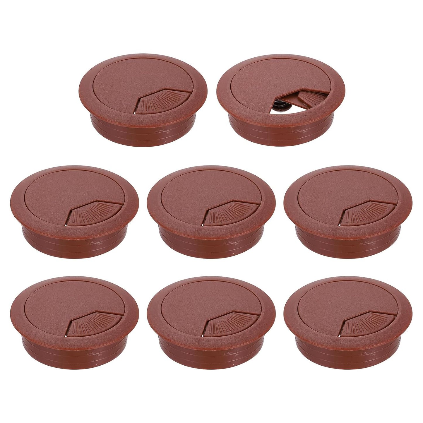 uxcell 8 Pcs 53mm (2.09 Inch) Desk Grommet, Plastic Cable Hole Cover, Wire Cord Cable Organizer for Home Office Computer Desk Cabinet, Brown