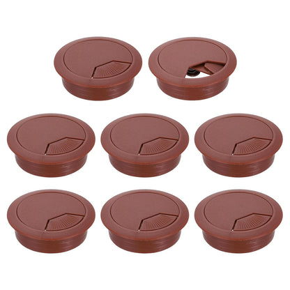 uxcell 8 Pcs 53mm (2.09 Inch) Desk Grommet, Plastic Cable Hole Cover, Wire Cord Cable Organizer for Home Office Computer Desk Cabinet, Brown