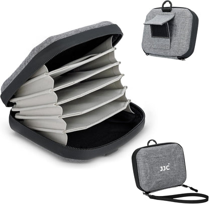 JJC Durable Hard Shell Lens Filter Case Up to 95mm, 4 Pockets Lens Filter Holder Bag with Belt Loop and Wrist Strap, Camera Lens Filter Storage Case Carrying Pouch for Filter Round Filter ND UV CPL