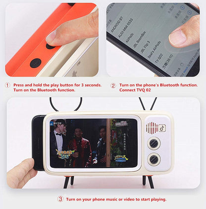 TV Speaker Phone Holder Style Mobile Phone Holder with Speaker Suitable for Smartphones Under 6.5 inches for Men Mens Husband Tester (Front Black and Back Orange)