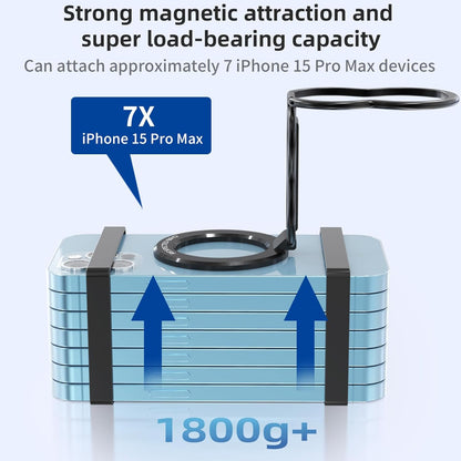 RESPECTED-BRO-Magnetic-Phone-Grip-Stand-with-Finger-Strap, 4-in-1 Magnetic Ring Holder, Kickstand and Elastic Strap for Smartphones, Universal Fit for iPhone, Android, and Cases (Black)