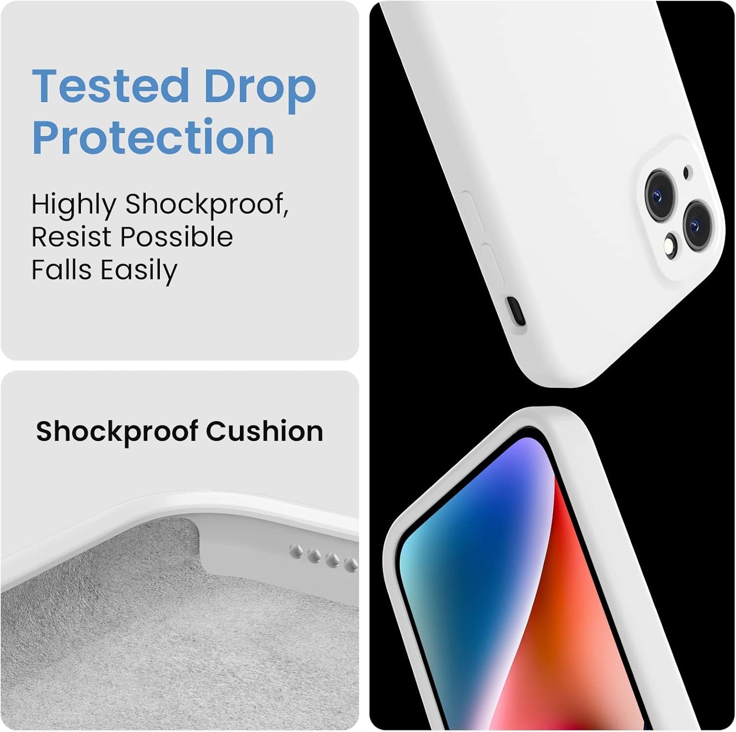 FireNova Designed for iPhone 13 Case, Silicone Upgraded [Camera Protection] Phone Case with [2 Screen Protectors], Soft Anti-Scratch Microfiber Lining Inside, 6.1 inch, White