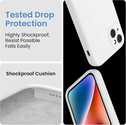 FireNova Designed for iPhone 13 Case, Silicone Upgraded [Camera Protection] Phone Case with [2 Screen Protectors], Soft Anti-Scratch Microfiber Lining Inside, 6.1 inch, White