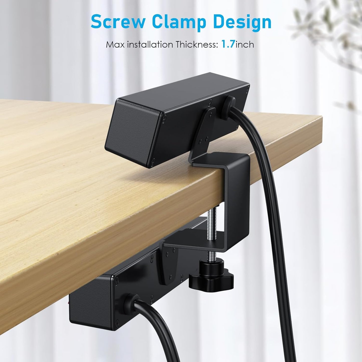 Desk Clamp Power Strip with PD20W USB-C, 2 in 1 Dual Layer Under Desk Power Strip, Removable Clamp Power Socket with 10AC Outlets & Switch, 10ft Extension Cord(ETL Listed)