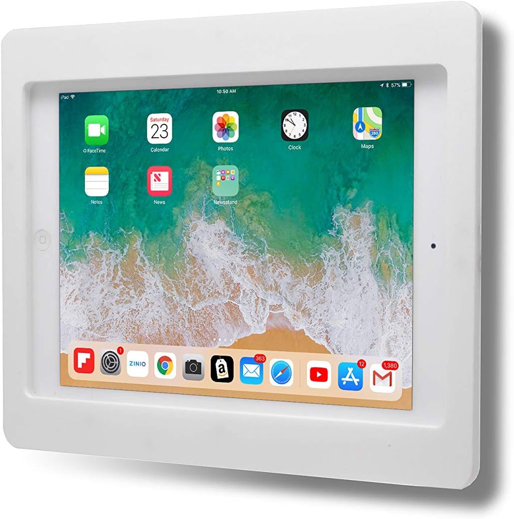 TABcare Anti-Theft Acrylic VESA Enclosure for Apple iPad Pro 10.5" with Free Wall Mount Kit & 90-Degree Angle Charge Cable (iPad Pro 10.5", White)