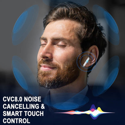 Wireless Bluetooth 5.4 Earbuds, Ear Buds LED Power Display Headphones 6D Stereo, Bluetooth Earbuds in-Ear Noise Cancelling Mic, 40H Playback Mini Case IP7 Waterproof Sports Earphones for Android iOS