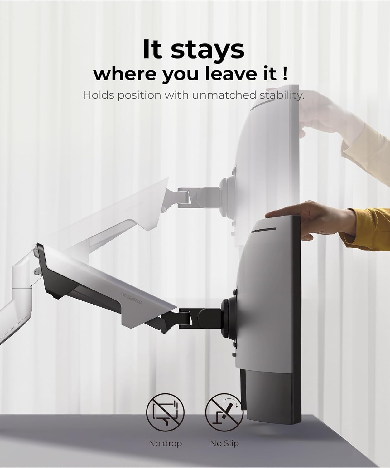 Heavy Duty Monitor Arm Desk Mount for 34 to 49 inch Ultrawide Curved Flat Monitors, Supports 14 to 38 lbs, Smooth Gas Spring Movement, VESA 75x75/100x100, Black, Classic