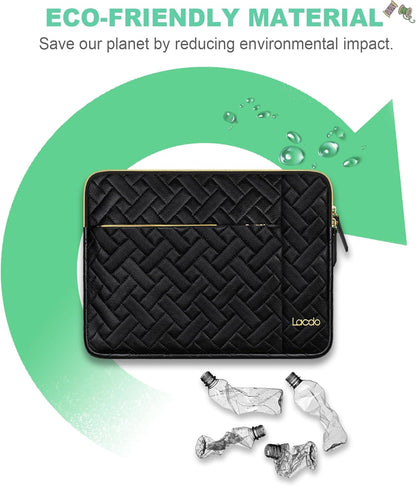 Lacdo 14 Inch Laptop Sleeve Case for HP Lenovo Dell ASUS Acer Chromebook 14 / HP Stream 14 / Dell Inspiron 14 / Lenovo IdeaPad 14 / Acer Spin/ASUS ZenBook Computer Bag Water-Resistant, Elegant Black
