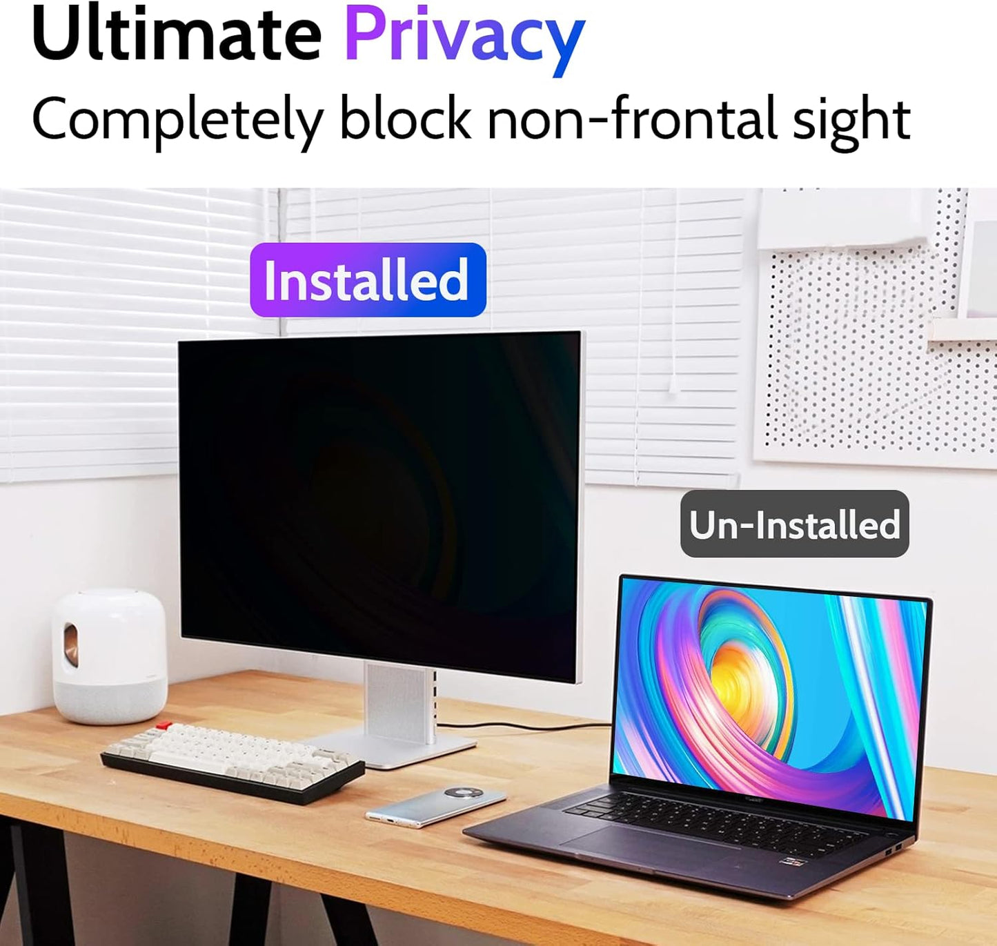 Privacy Screen for Computer Monitor 22 Inch 16:10 Aspect Ratio, Anti Blue Light Glare Removable 22 in Privacy Screen Filter Protective Film, HD 22 Inch Privacy Screen Protector for Monitor