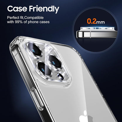 UniqueMe Compatible for 3 Pack iPhone 15 Pro/iPhone 15 Pro Max Camera Lens Protector, [Drop Protection][Case Friendly] 9H Tempered Glass Camera Cover Screen [2023 New Version]- White