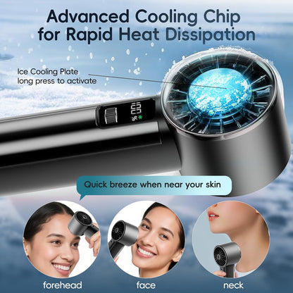 PANERGY High Speed Handheld Fan with Ice Cooler,1-100 Speed Adjustable Mini Turbo Fan, 4000mAh Battery Rechargeable & Digital Display,Gifts for Women Men Travel/Office/Beach/Camping(Black)