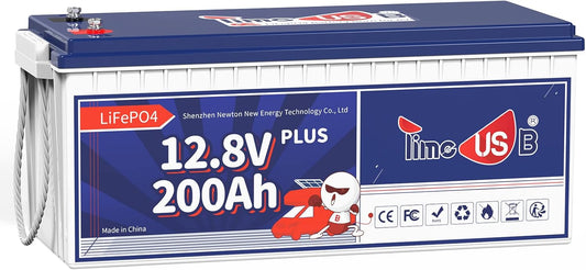 12V 200Ah Plus LiFePO4 Battery, Built-in 200A BMS, Deep Cycle Battery with Max 2560W Output Power, Perfect for Your RVs, Solar System, Off-grid, Travel Trailer, etc