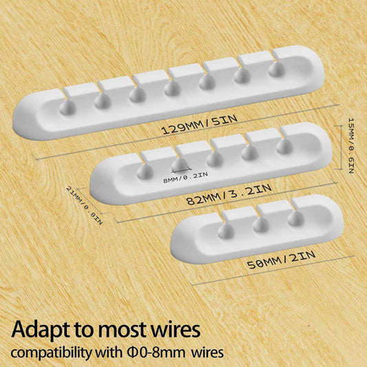 USB Cable Organizer Clips Cord Holder,10 Packs (3-5-7-Slots) White Self Adhesive Desk Cord Cable Management