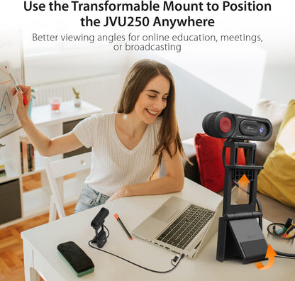 j5create 1080P Dual Mode Webcam and Document Camera with Auto & Manual Focus, Magnetic Privacy Cover for PC, Laptops | for Live Streaming, Video Calls, Online Meetings, Online Classes (JVU250)
