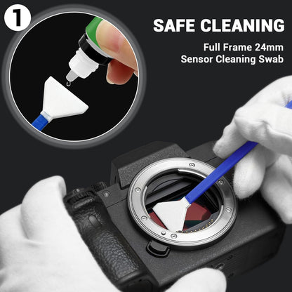 Updated Camera Lens and Sensor Cleaning Kit for Full Frame DSLR - 10x Swabs, Cleaner, and Essentials for Canon, Nikon, Sony
