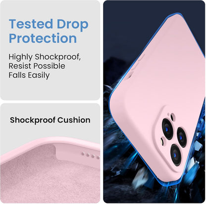 FireNova Designed for iPhone 13 Pro Case, Silicone Upgraded [Camera Protection] Phone Case with [2 Screen Protectors], Soft Anti-Scratch Microfiber Lining Inside, 6.1 inch, Chalk Pink