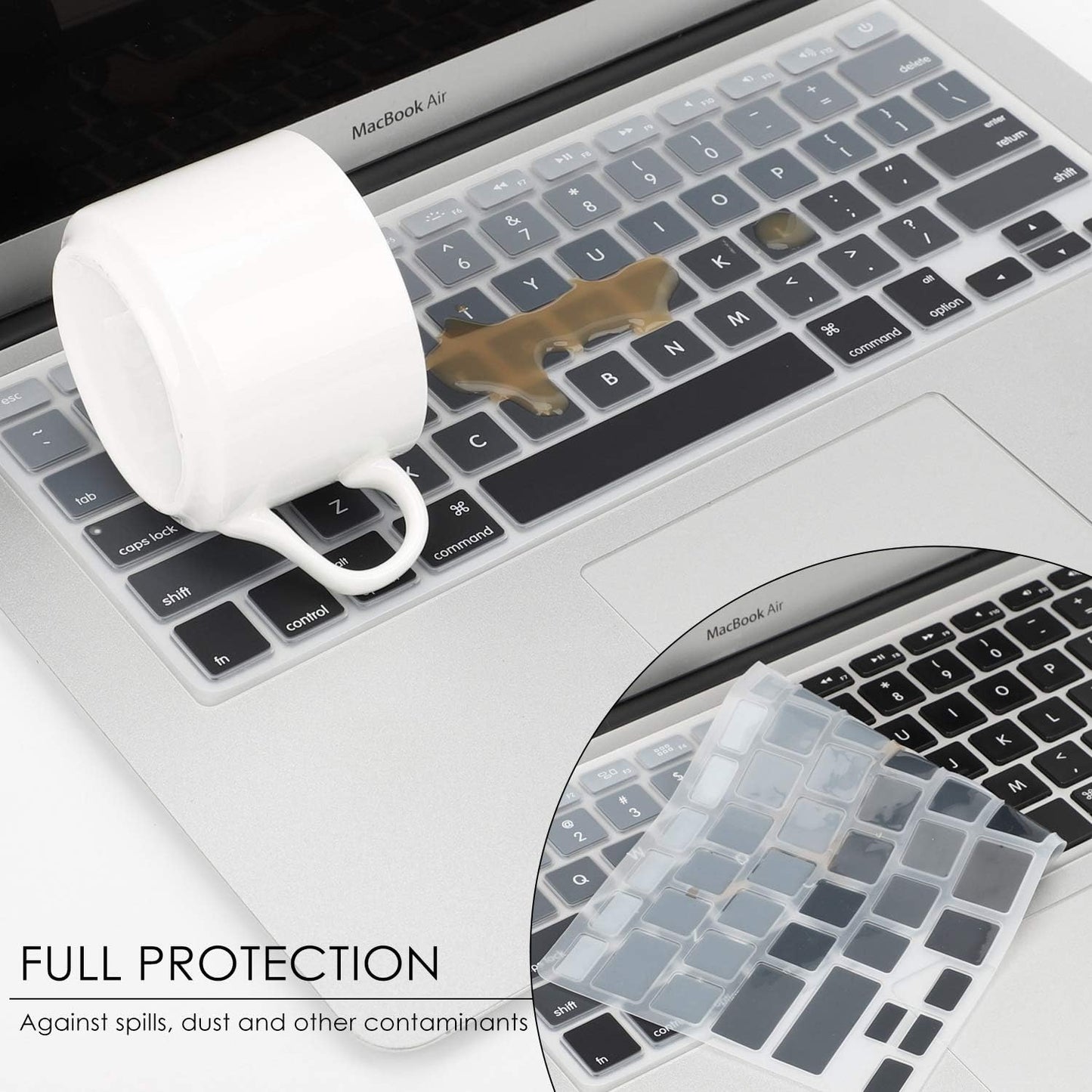 Allinside Gray Ombre Keyboard Cover Skin for MacBook Pro 13" 15" 17" (2015 or Older Version), MacBook Air 13" A1369/A1466, Older iMac Wireless Keyboard MC184LL/B