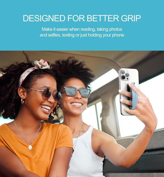 SURITCH Phone Grip Strap Finger Loop Holder for Back of Phone, 2-in-1 Soft Silicone Gripper Kickstand for iPhone Samsung and Most Cell Phone Cases, 3.94" Blue