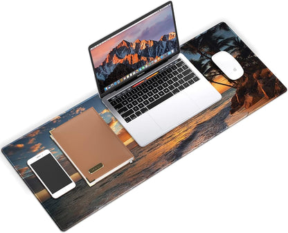 Galdas Gaming Mouse Pad XXL XL Large Mouse Pad Mat Long Extended Mousepad Desk Pad Non-Slip Rubber Mice Pads Stitched Edges Thin Pad (31.5x11.8x0.12 Inch)-Sunset Beach